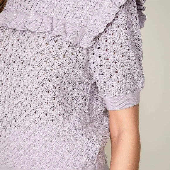 LUMIERE RUFFLE KNIT SWEATER TOP - Picture 5 of 5